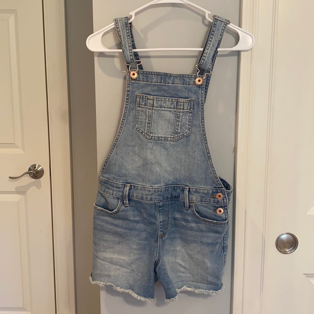 Girls Abercrombie kids denim short overalls
